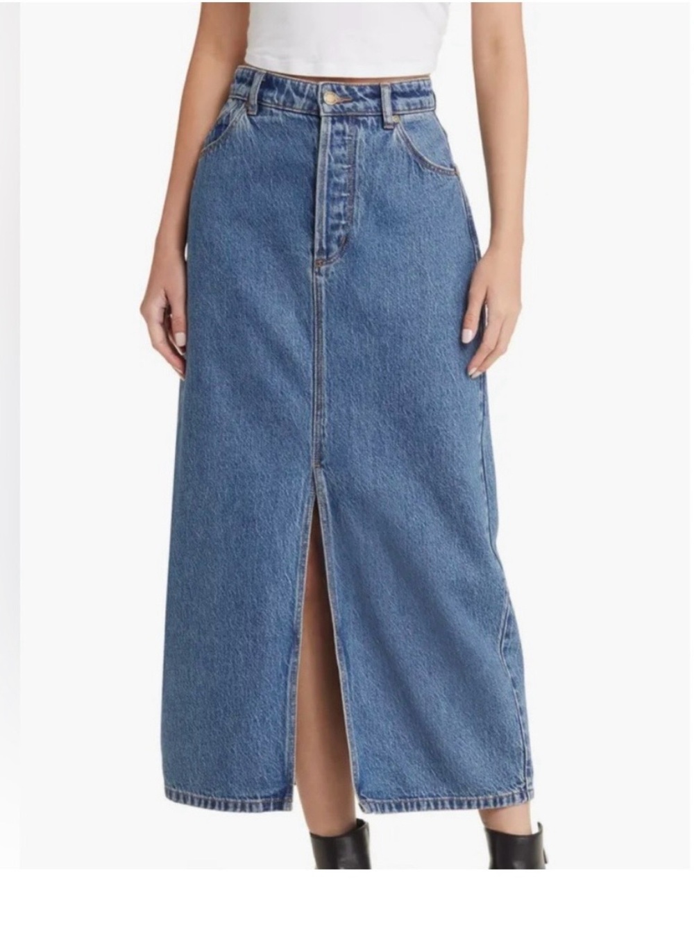 ROLLA'S Light Blue High-Waist Denim Skirt with Button Waist